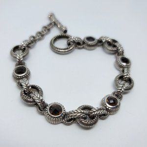 Smoky Quartz & Sterling Toggle Bracelet
